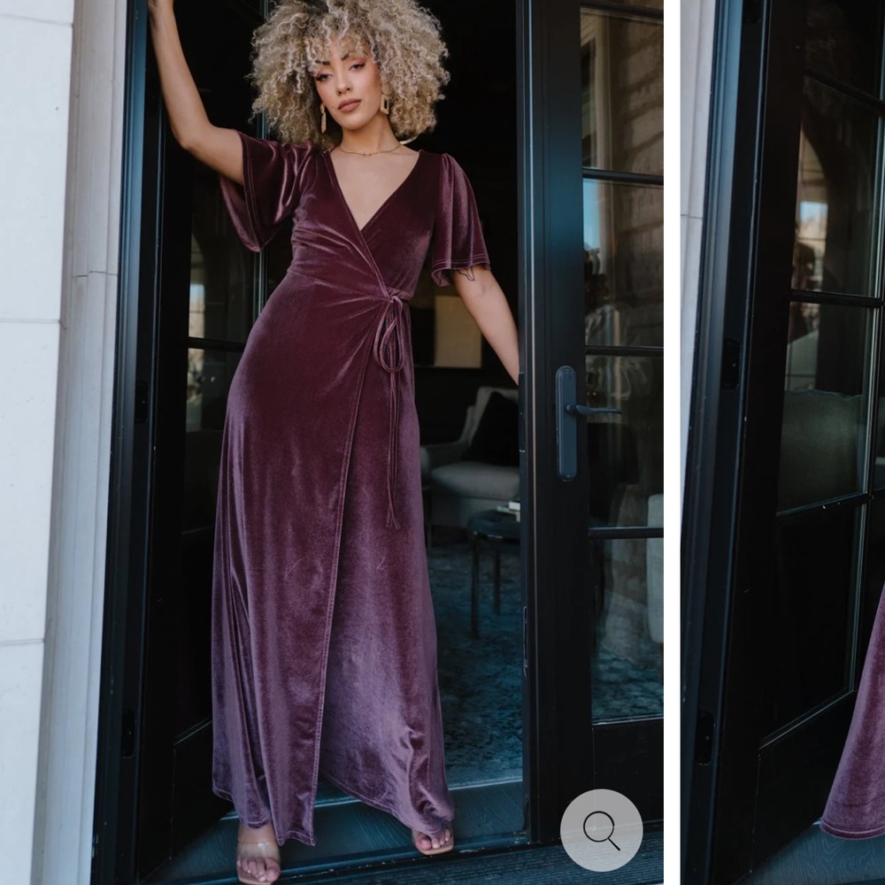 Meghan Velvet Wrap Maxi Dress | Dusty Plum